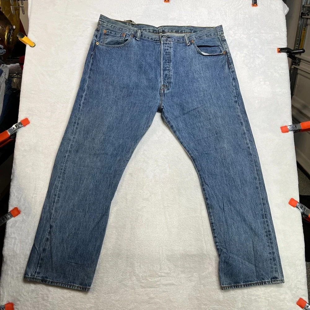 Levi's 501 Original Jeans Men's Blue Denim Pockets High Rise Straight - 41x28
